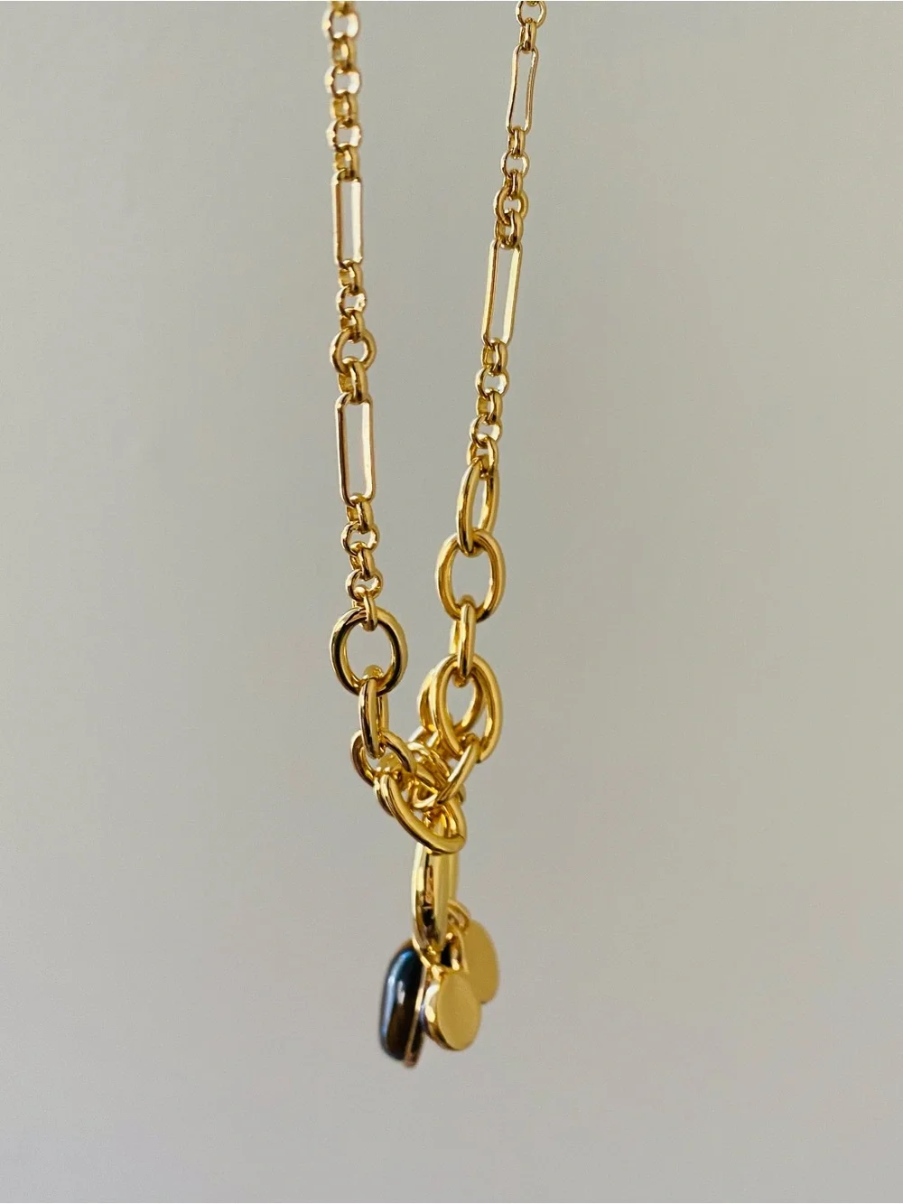 $88 NWT Madewell Semiprecious Tiger's Eye Lapis Stone Gold Chain Charm Necklace - Picture 8 of 12